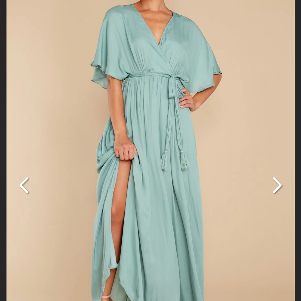 Cross My Heart Dusted Jade Maxi Dress